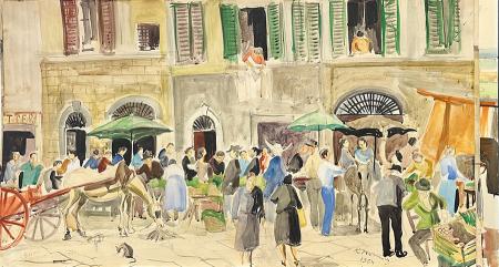 Art work by Rodolfo Marma Mercato S. Spirito  - watercolor paper 